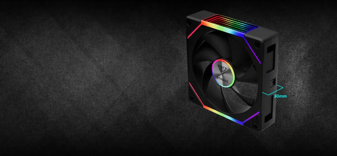 Gamdias P2 1203 RGB Case Fans Showcasing Thickness